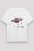Satürn Beyaz Unisex Tişört T-Shirt - TişörtFabrikası