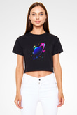 Satürn Siyah Crop Top Tişört