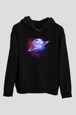 Satürn Siyah Unisex Hoodie