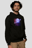 Satürn Siyah Unisex Hoodie