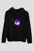 Satürn Siyah Unisex Hoodie