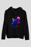 Satürn Siyah Unisex Hoodie