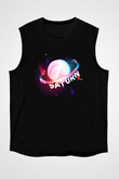 Satürn Siyah Unisex Kolsuz Tişört