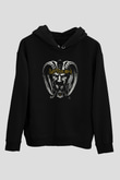 Satyricon Baskılı Unisex Siyah Kapüşonlu Sweatshirt