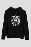 Satyricon Baskılı Unisex Siyah Kapüşonlu Sweatshirt