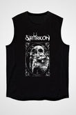 Satyricon Baskılı Unisex Siyah Kolsuz Tişört - Tshirt