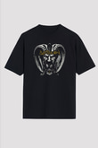 Satyricon Baskılı Unisex Siyah Oversize Tişört - Tshirt