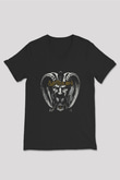 Satyricon Baskılı Unisex Siyah V Yaka Tişört - Tshirt