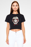 Saw Siyah  Crop Top Tişört