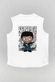 Scarface Baskılı Unisex Beyaz Kolsuz Tişört