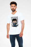 Scarface Baskılı Unisex Beyaz V Yaka Tişört