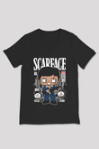 Scarface Tony Montana Baskılı Unisex Siyah V Yaka Tişört