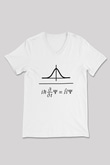 Schrödinger Dalga Denklemi Baskılı Unisex V Yaka Beyaz Tişört - Tshirt