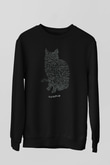 Schrödinger Dalga Denklemi Kedi Baskılı Unisex Siyah Sweatshirt