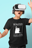 Schrödinger'in Kedisi Aranıyor Baskılı Unisex Siyah Çocuk Tişörtü - Tshirt