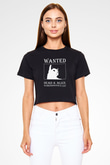 Schrödinger'in Kedisi Aranıyor Baskılı Crop Top Kadın Tİşört - Tshirt