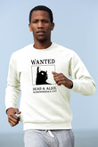 Schrödinger'in Kedisi Aranıyor Baskılı Unisex Ekru Sweatshirt