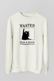 Schrödinger'in Kedisi Aranıyor Baskılı Unisex Ekru Sweatshirt