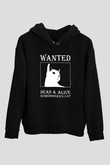 Schrödinger'in Kedisi Aranıyor Baskılı Unisex Siyah Kapüşonlu Sweatshirt