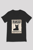 Schrödinger'in Kedisi Aranıyor İlan Baskılı Unisex V Yaka Siyah Tİşört - Tshirt