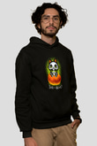 Schrödinger'in Kedisi Balkabağı Baskılı Unisex Siyah Kapüşonlu Sweatshirt