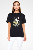 Schrödinger'in Kedisi Canlı Ölü Baskılı Unisex Siyah Tişört - Tshirt