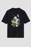 Schrödinger'in Kedisi Canlı Ölü Baskılı Unisex Oversize Tişört - Tshirt