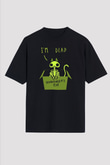 Schrödinger'in Kedisi İskelet Baskılı Unisex Oversize Tişört - Tshirt