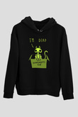 Schrödinger'in Kedisi İskelet Baskılı Unisex Siyah Kapüşonlu Sweatshirt