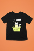Schrödinger'in Kedisi Kutu Baskılı Unisex Siyah Çocuk Tişörtü - Tshirt
