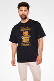 Schrödinger'in Kedisi Kutuda Baskılı Unisex Oversize Tişört - Tshirt