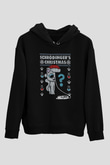 Schrödinger'in Kedisi Noel Baskılı Unisex Siyah Kapüşonlu Sweatshirt