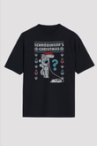 Schrödinger'in Kedisi Noel Baskılı Unisex Oversize Tişört - Tshirt