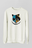 Schrödinger'in Kedisi Ölü-Diri Baskılı Unisex Ekru Sweatshirt