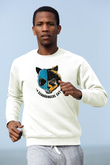 Schrödinger'in Kedisi Ölü-Diri Baskılı Unisex Ekru Sweatshirt