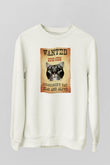 Schrödinger'in Kedisi Wanted Baskılı Unisex Ekru Sweatshirt
