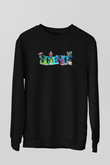 Science Baskılı Unisex Siyah Sweatshirt