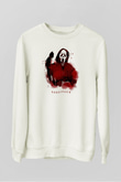 Scream Baskılı Unisex Beyaz  Sweatshirt
