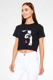 Scream Siyah Crop Top Tişört