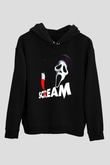 Scream Siyah Unisex Kapşonlu Sweatshirt