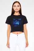 Seaborgiyum Atom Numarası Baskılı Siyah Kadın Crop Top Tişört