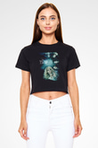Secret Circle Siyah  Crop Top Tişört