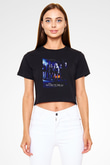 Secret Circle Siyah  Crop Top Tişört