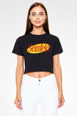 Seinfeld Siyah Crop Top Tişört