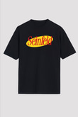 Seinfeld Siyah Unisex Oversize Tişört T-Shirt