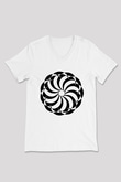 Şekil Beyaz Unisex V Yaka Tişört T-Shirt