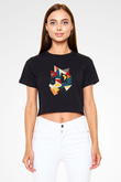 Şekil Siyah Crop Top Tişört