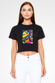Şekil Siyah Crop Top Tişört