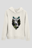 Şelale ve KurtBeyaz  Unisex Hoodie