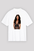 Selena Gomez Beyaz Unisex Oversize Tişört T-Shirt